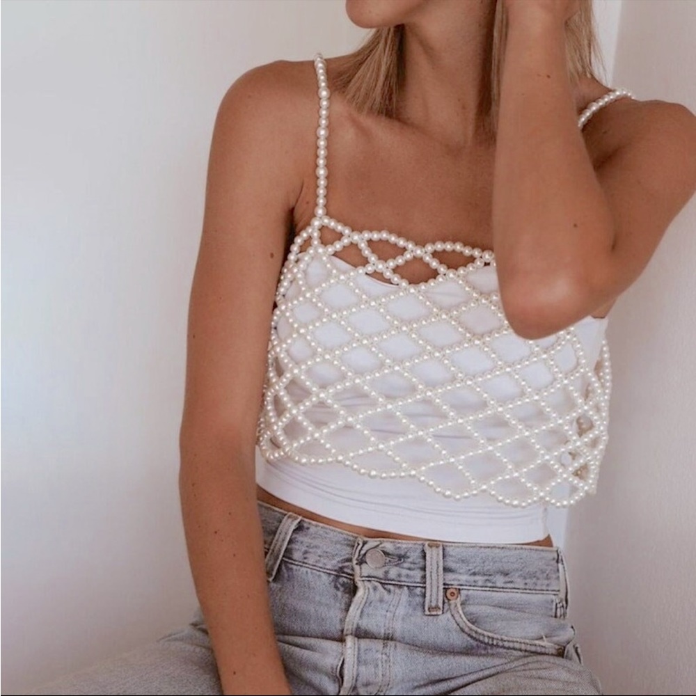 Custom Made Etsy Pearl Crop Top - Brand New Never Worn!